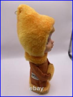 Vintage 1968 Kamar Girl Doll Japan Big Eyes 6 Ornament Orange Yellow Winter