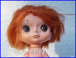 Vintage 1968 Original Japan Kamar Doll Big Eyes Red Head Gigi Jones Pre Blythe