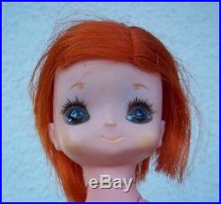 Vintage 1968 Original Japan Kamar Doll Big Eyes Red Head Gigi Pre Blythe Girl 7