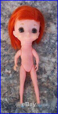 Vintage 1968 Original Japan Kamar Doll Big Eyes Red Head Gigi Pre Blythe Girl 7