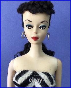 Vintage #1 Brunette Ponytail Barbie With Repainted Face Early Nipple Body