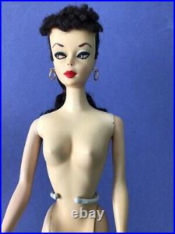 Vintage #1 Brunette Ponytail Barbie With Repainted Face Early Nipple Body