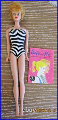 Vintage 1st Issue Barbie Blonde Bubble Cut Greasy Face'61 Red Lips SS Booklet