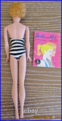 Vintage 1st Issue Barbie Blonde Bubble Cut Greasy Face'61 Red Lips SS Booklet