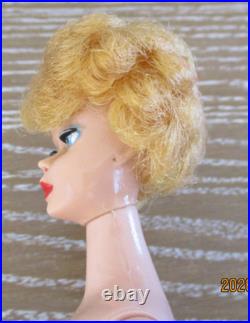 Vintage 1st Issue Barbie Blonde Bubble Cut Greasy Face'61 Red Lips SS Booklet