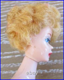 Vintage 1st Issue Barbie Blonde Bubble Cut Greasy Face'61 Red Lips SS Booklet