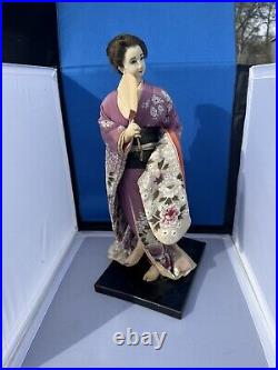 Vintage 22in Tall Japanese Geisha Doll Drum Kimono Maiko Folk Craft