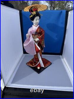 Vintage 22in Tall Japanese Geisha Doll Drum Kimono Maiko Folk Craft