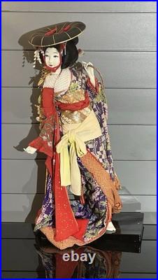 Vintage 24 Japanese Geisha Doll From Nishi Dolls, Handmade In Japan