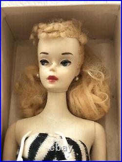 Vintage #3 Blonde1960 Ponytail Barbie Doll Mattel /Box & Earrings TM