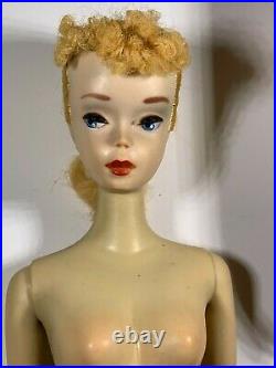 Vintage #3 Blonde Ponytail Barbie Doll Mattel Brown Eyeliner