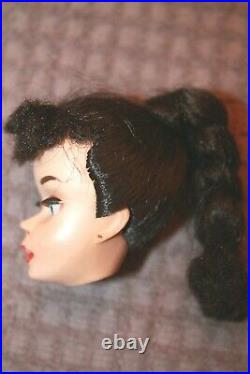 Vintage #3 Brunette FactoryBraid Ponytail Barbie Doll Head withOriginal Face Paint