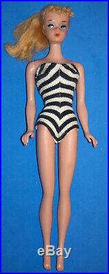 Vintage #4 Blonde Ponytail Barbie #850 Heavy Body TM 1960 OSS NICE DOLL