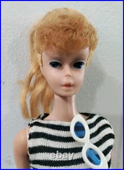 Vintage #4 MATTEL Blonde Solid Body Ponytail Barbie Doll Japan No Green 1960's