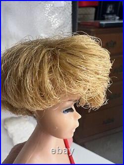 Vintage 60s Barbie Side Part Blonde Bubble Cut WithBox Orig SS Shoes No green WOW