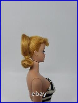Vintage 60s Blonde Ponytail BARBIE Doll with original Zebra Swimsuit