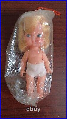 Vintage 60s Japan Made Shiba Era Doll Blonde Side Eyes 7 Unused in Plastic