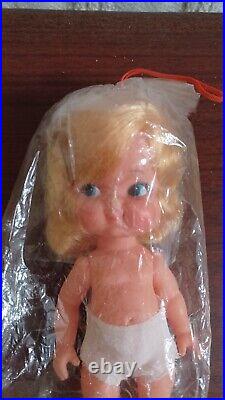 Vintage 60s Japan Made Shiba Era Doll Blonde Side Eyes 7 Unused in Plastic