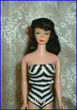 Vintage #6 Ponytail Barbie Doll With Black Hair, Swimsuit Original