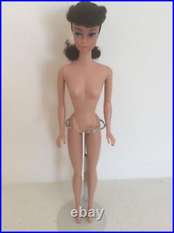 Vintage #7 Brunette Ponytail Barbie NM + org box, SS, shoes, booklet, wire stand