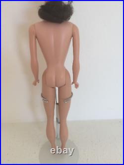Vintage #7 Brunette Ponytail Barbie NM + org box, SS, shoes, booklet, wire stand