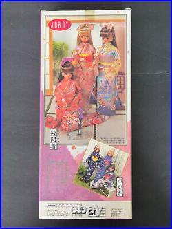 Vintage 80s Jenny Doll Japanese Kimono In Blue withObi & Fan Takara Toys NRFB NIB