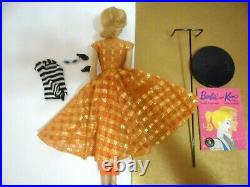 Vintage #850 Barbie Ponytail # 3 Original BLONDE w DINNER AT EIGHT 1960 STAND