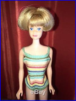 Vintage American Girl Barbie Midge in Original Striped Swim Suit marked Japan