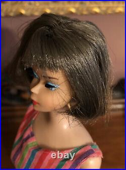 Vintage American Girl Long Hair Silver Brunette Doll with Box Swimsuit Stand Book