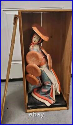 Vintage Antique Japanese Doll Kimono Geisha Large 24 in Shipping Crate