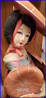 Vintage Antique Japanese Doll Kimono Geisha Large 24 in Shipping Crate