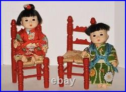 Vintage Asian Dolls Gift Set RARE Boy Girl Twins Japanese Children Pair Doll Vtg