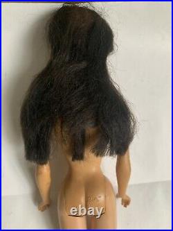 Vintage BARBIE Brunette #4 Ponytail Heavy TM Crayon Body- Great Project Doll