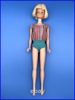 Vintage BARBIE Doll PALE BLONDE AMERICAN GIRL 1965 Bendable Legs Orig Swimsuit