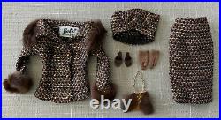 Vintage BARBIE VHTF Fashion #1615 SATURDAY MATINEE Brown Gold Suit Fur VGC