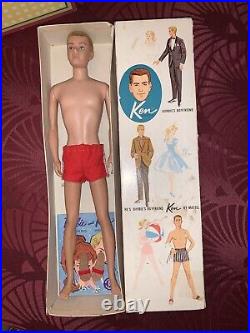 Vintage Barbie 1960's Ken Blond Flocked # 750 Orig Box & Accessories Read