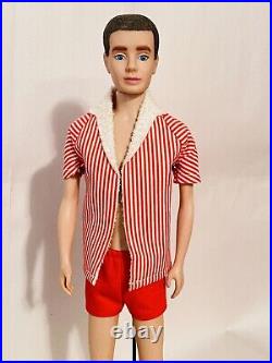 Vintage Barbie 1961 Brunette Flocked Hair Ken Doll 0750 Mattel Japan