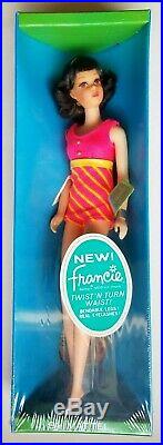 Vintage Barbie 1965 Francie #1170 Nrfb Brunette Tnt Wrist Tag Poseable Stand