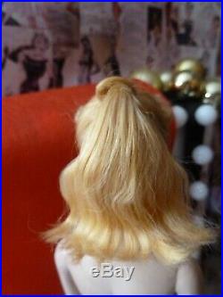 Vintage Barbie #1 blond ponytail 1959 reception line midnight blue floral japan