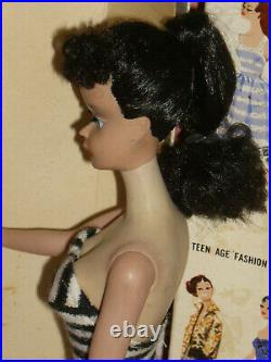 Vintage Barbie #3-#4 Brunette Ponytail withGay Parisienne BOX, LINER, Pink Booklet
