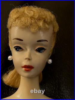 Vintage Barbie #3 Ponytail Doll Blonde 1959 Brown Eyeliner stunning face paint