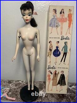 Vintage Barbie #3 Rarer Blue Eye Shadow, Gorgeous! With Box, TM Stand & Clothes EUC