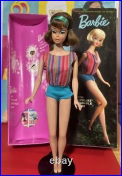 Vintage Barbie AMERICAN GIRL SIDE-PART BROWNETTE RARE LOW COLOR MIB