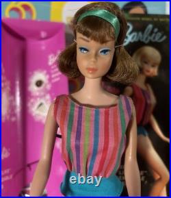 Vintage Barbie AMERICAN GIRL SIDE-PART BROWNETTE RARE LOW COLOR MIB