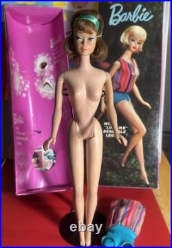 Vintage Barbie AMERICAN GIRL SIDE-PART BROWNETTE RARE LOW COLOR MIB