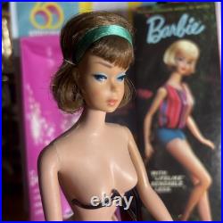 Vintage Barbie AMERICAN GIRL SIDE-PART BROWNETTE RARE LOW COLOR MIB