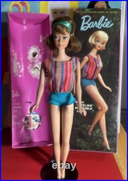 Vintage Barbie AMERICAN GIRL SIDE-PART BROWNETTE RARE LOW COLOR MIB