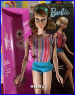 Vintage Barbie AMERICAN GIRL SIDE-PART BROWNETTE RARE LOW COLOR MIB