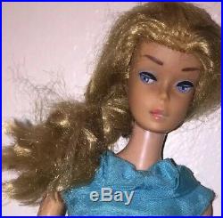 Vintage Barbie Blonde With Barbie In Script Body, Tm Japan On Heel Tagged Dres