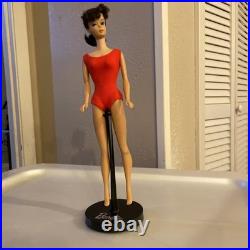 Vintage Barbie Brunette Ponytail #5 Doll With Red Swimsuit Vintage Barbie Brunette Ponytail #5 Doll With Red Swimsuit